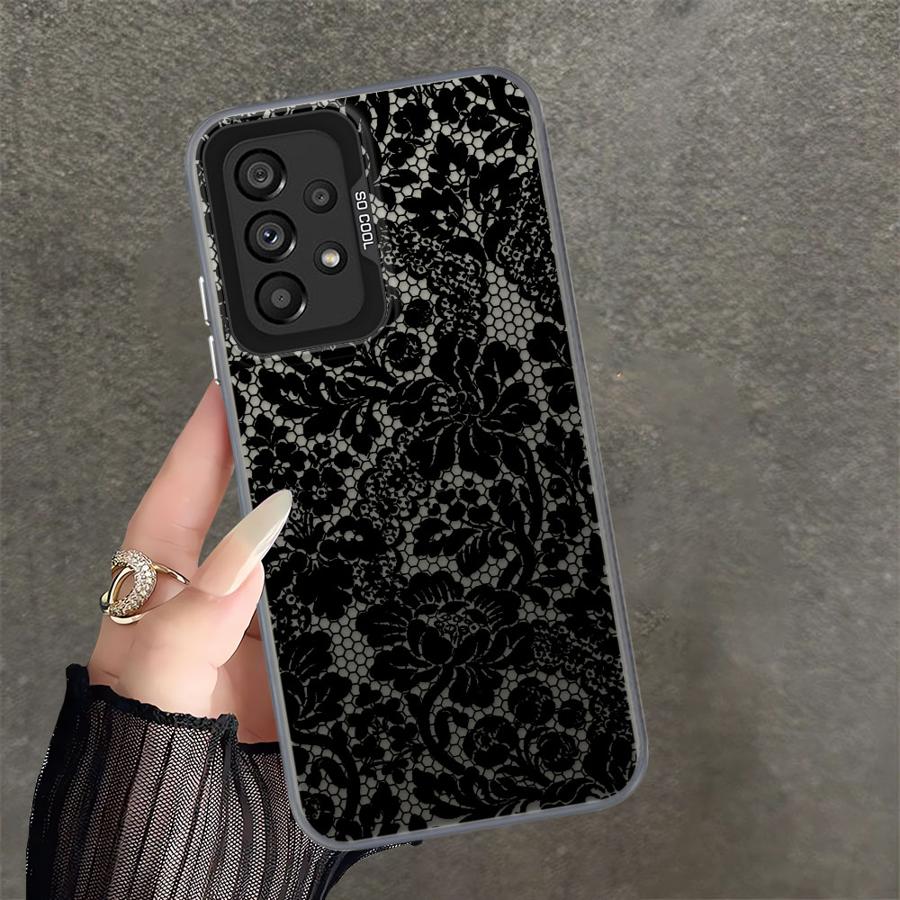 Mandala-Blumen-Kunst-Hülle für Samsung Galaxy A72 A12 A23 A71 A13 A25 A73 A54 A17 A52 A32 A36 A16 A34 A14 A56 Handyhülle Galaxy A53 5G gray