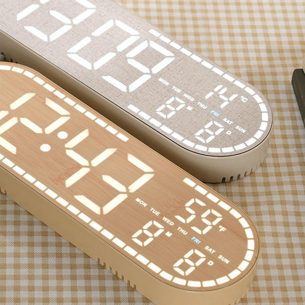 Wall-mounted Electronic Wall Clock Temperature Multi-functional Digital LED Clocks 12/24H Calendar Display Table Clock