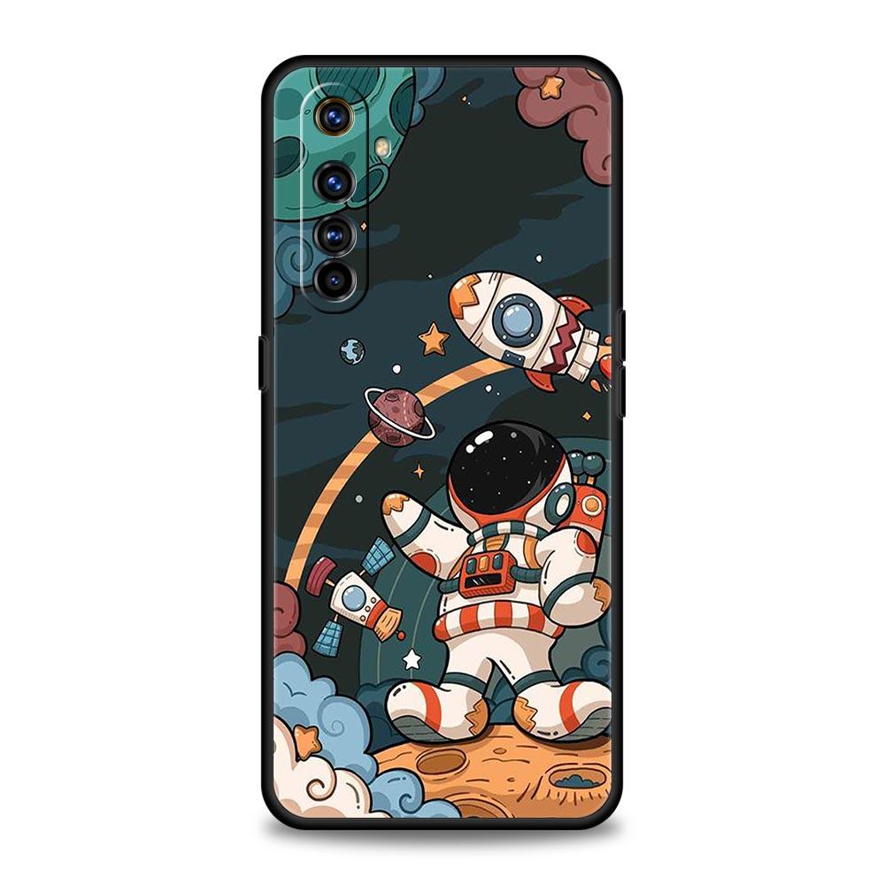 For Realme 10 9 8 5G 7 6 GT2 Pro Plus 9i 8i C21 C11 C25 C35 Soft Cute Cartoon Astronaut Phone Case For Realme GT Neo 2 3T Cover
