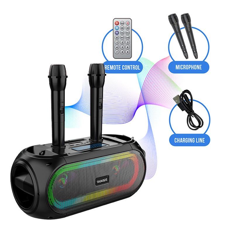 25W Powerful Bass LED Colorful Lights Bluetooth Speaker with 2 Mic Portable Stereo Sound Wireless Subwoofer Boombox Home Karaoke