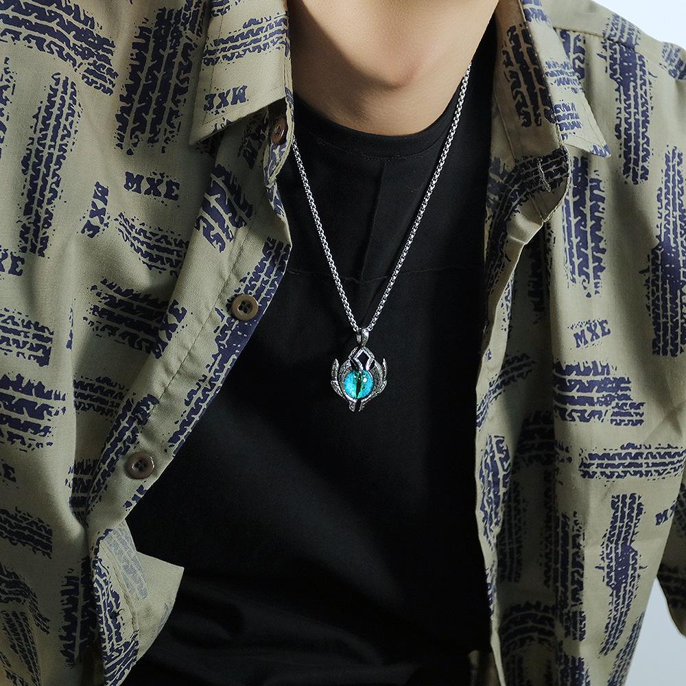 Vintage Evil Dragon Eye Pentagram Craniu pandantiv colier Punk stil gotic Colier petrecere bijuterii cadou neutru