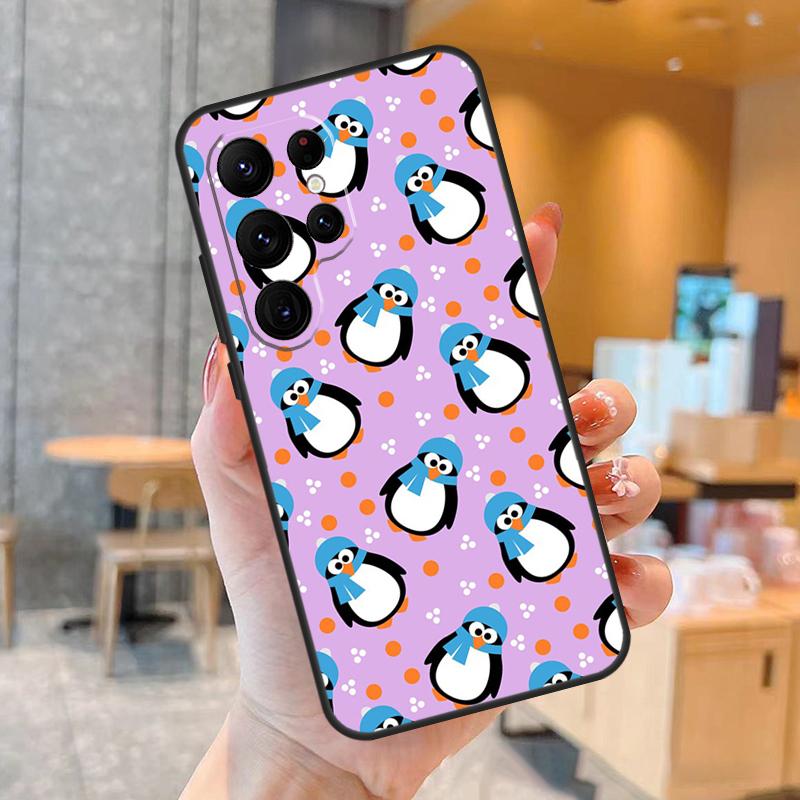 Cute Cartoon Penguin Phone Case For Samsung Galaxy S25 S23 S22 S21 S20 S24 Ultra S9 S10 Plus S25 FE Back Cover