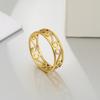 Skyrim Retro Filigree Stainless Steel Ring Cutout Elegant Gold Color Finger Rings Jewelry Wedding Gift for Women Friend