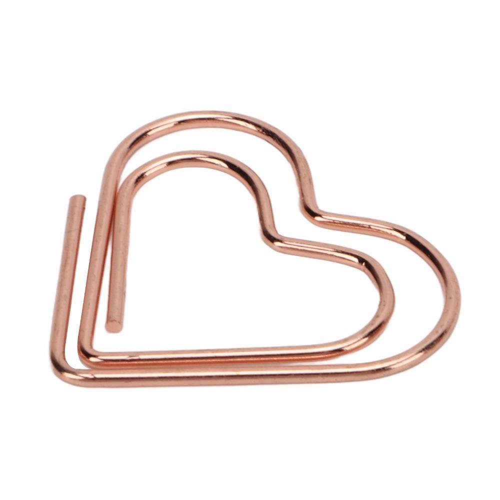 100Pcs Electroplated Metal Paperclips Heart Shaped Gold Paper Clips Office Clips  Scrapbook Making