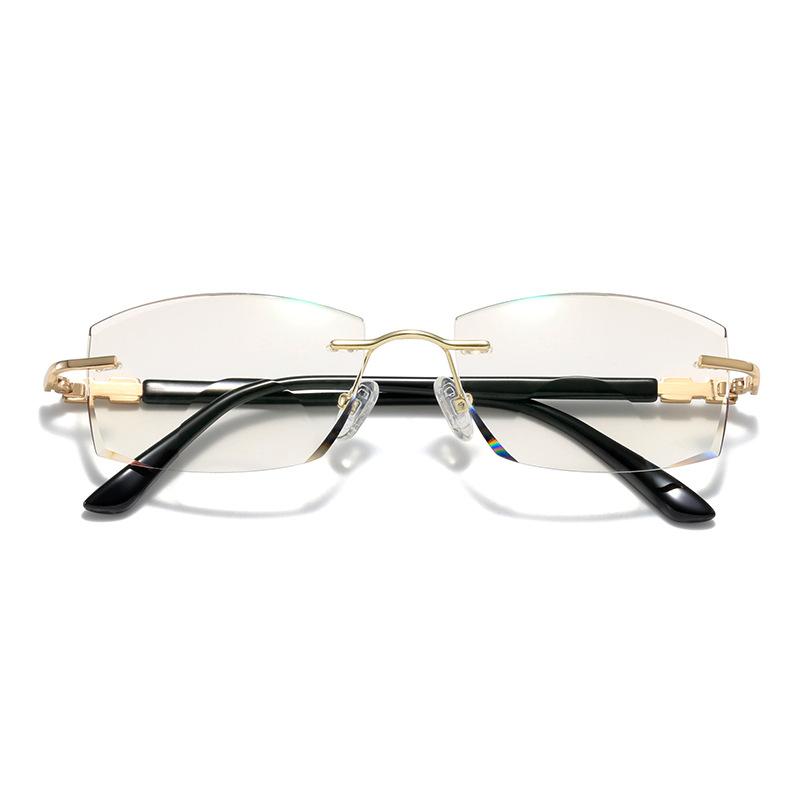 Diamond Trimming Rimless Square Reading Eyewear Far Near Dual Purpose Women Eyeglasses Metal Frame Antifatigue Men Glasses