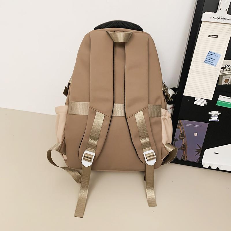 Студенческий школьный рюкзак женский цветной блок рюкзак мужской большой емкости — фото 12
