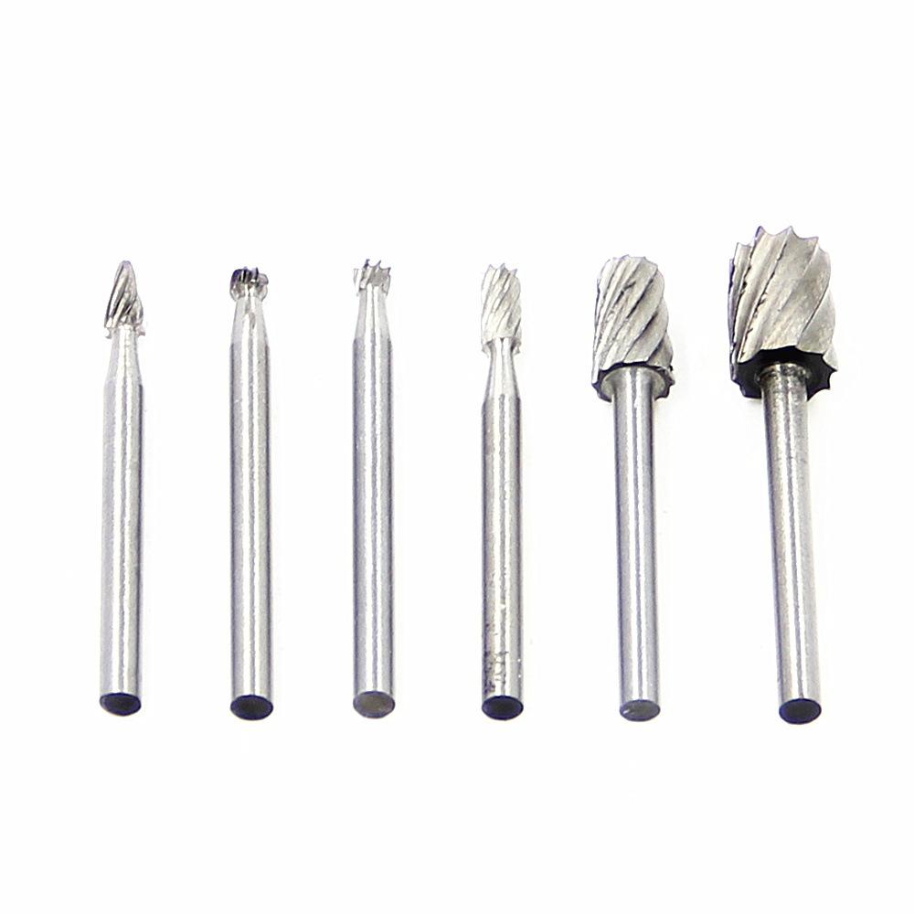 6pc High Speed Steel Rotary Burr Set Woodworking Small Rotary File Burrs for Metal Engraving Grinding and Polishing Tools with 3 17mm Shank