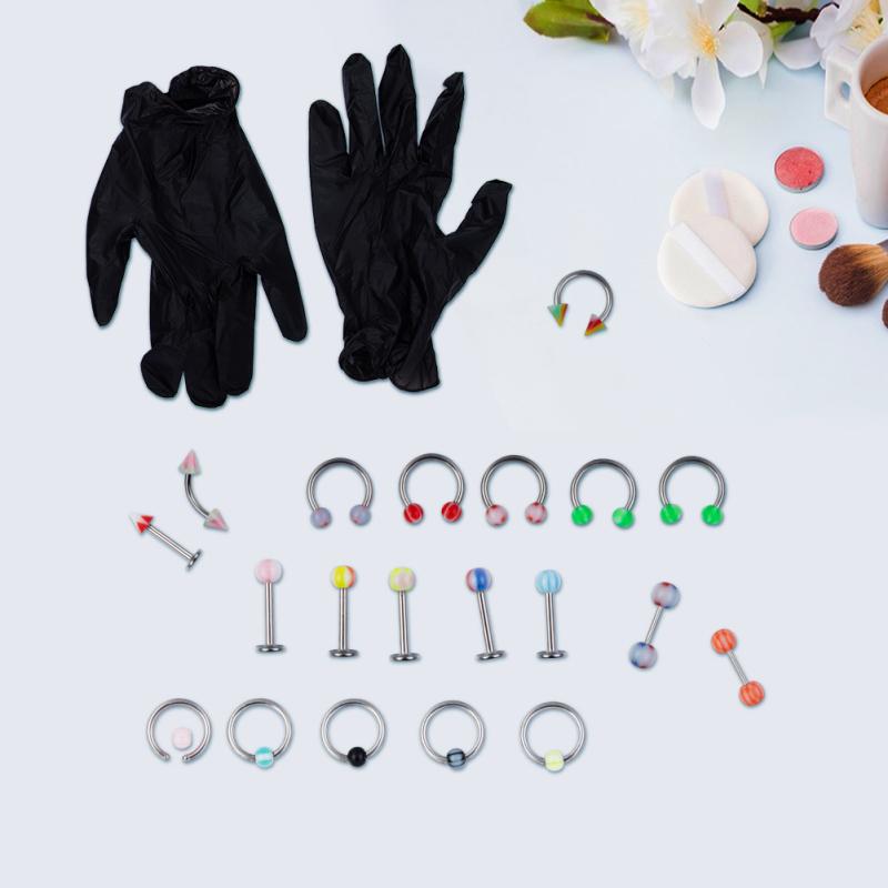 RUI RUI YU Colorful Piercing Kit Stainless Steel Lip Stud Belly Ring Nose Ring Body Piercing Tools Body Jewelry