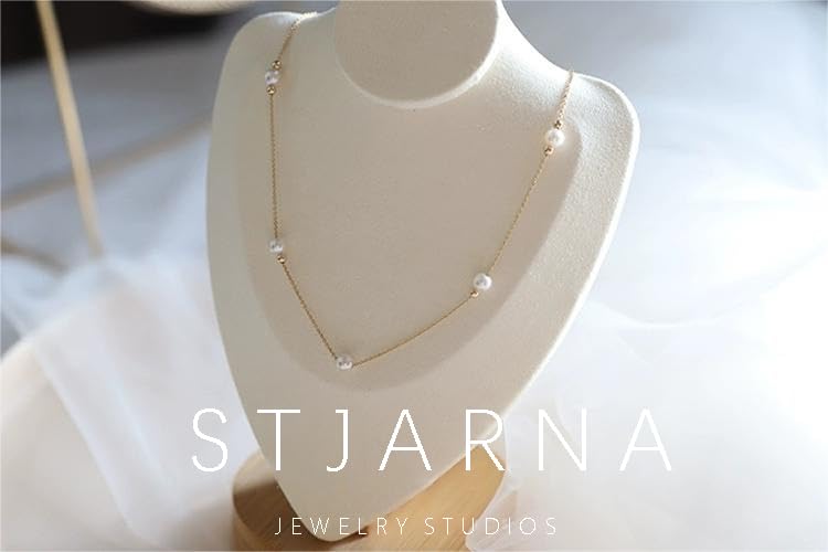 Genuine Pearl Necklace for White Freshwater 14K Handmade 45cm NP11J [Stjarna] Women, Pearl, 6-7mm, Gold, Necklace, Adjustable,