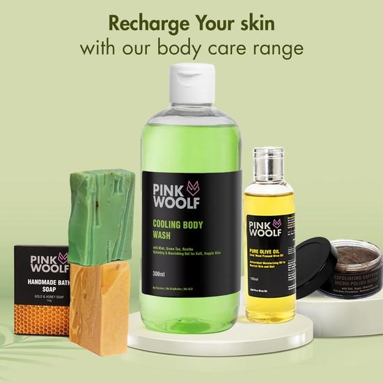Pink Woolf Cooling Body Wash Gel, Green Tea And Mint For Hydrating & Nourishing Gel For Soft Skin, Paraben & Sulphate Free - 300ml (Pack Of 1)