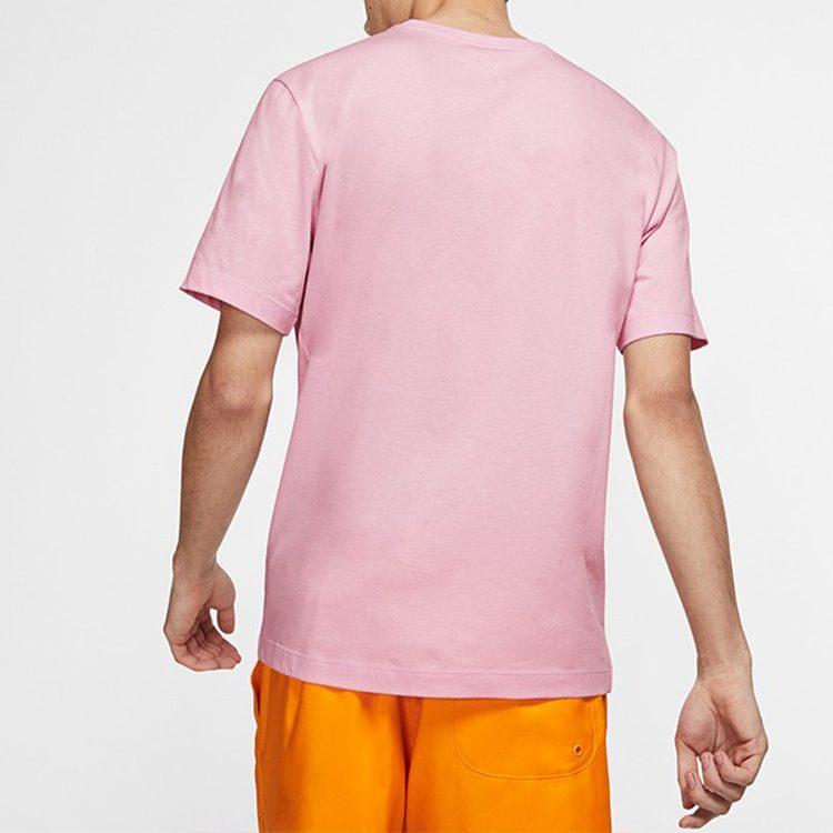 Nike T Shirts Men's Pink Crew Neck Moderate Straight Fit BQ0716-663