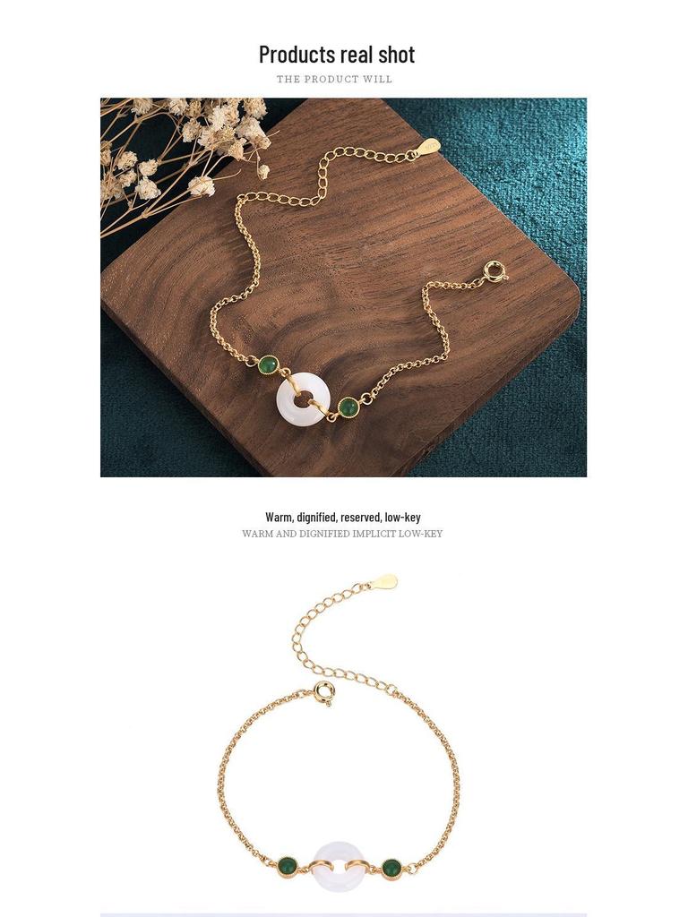 2021 Summer Palace-Style Hanfu Accessory: Women's Imitation Hetian Jade Safety Buckle Bracelet