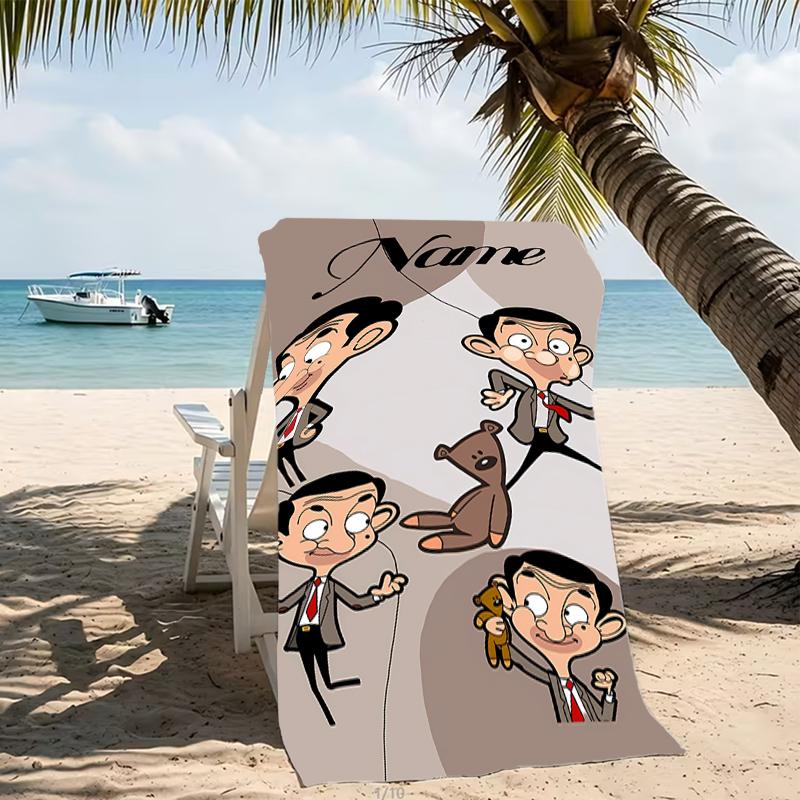 Customizable personalized beach towels Mr. Bean themed designs.Suitable for the beach, yoga, sports;ideal as beach accessories