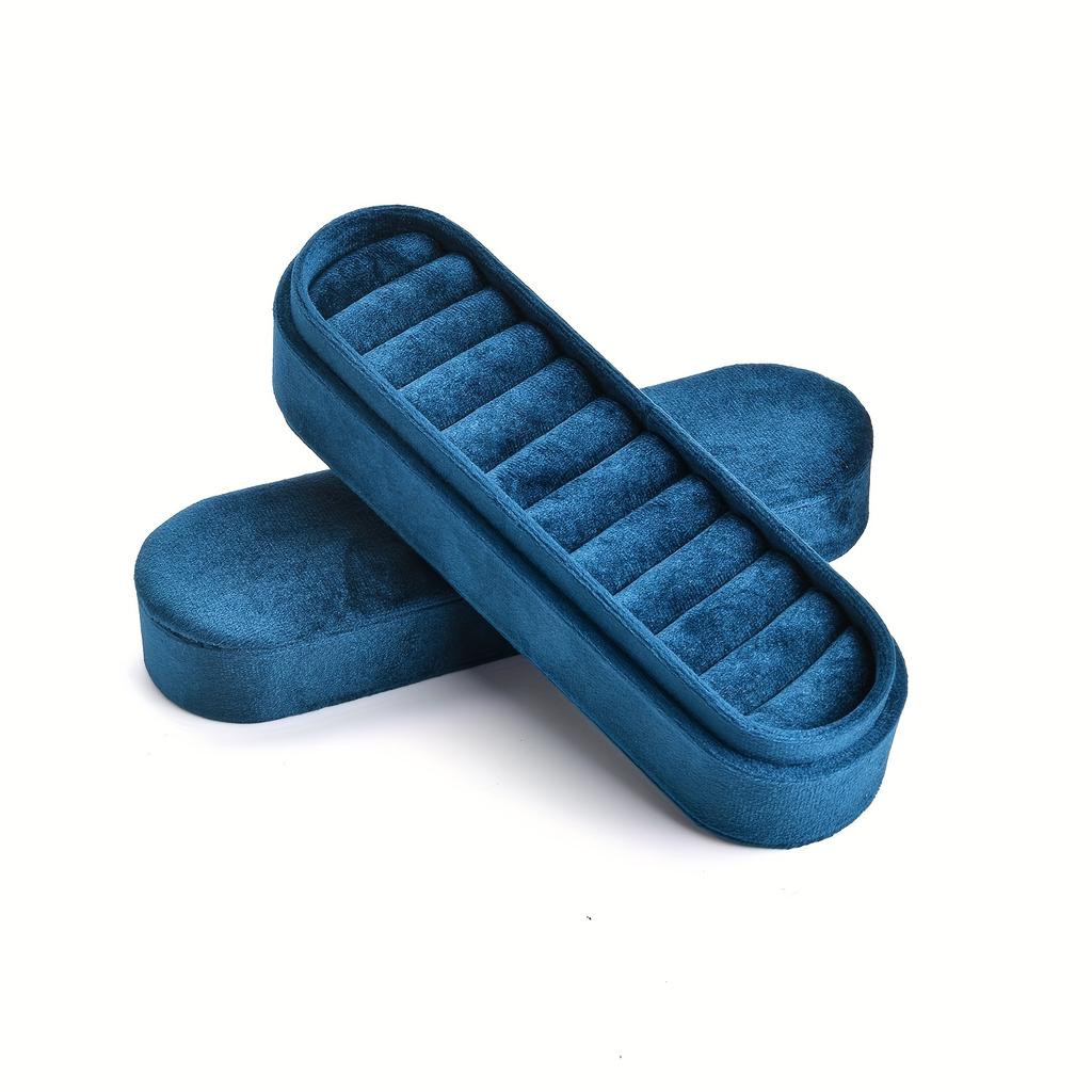 Velvet Oval Ring Display Case  Contemporary Style, Fabric Material, Tabletop Mounting, Perfect for Rings, No Electricity Required, Jewelry Boxes