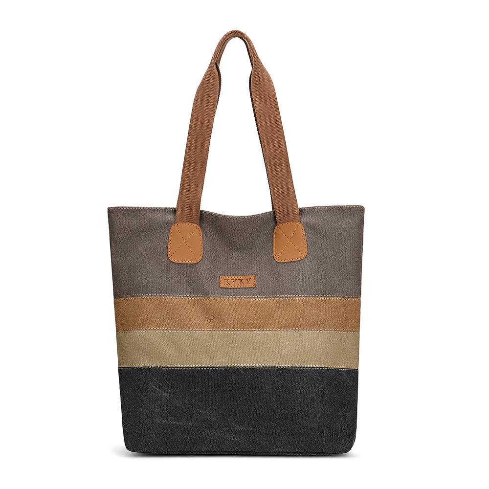 Vintage Canvas Shoulder Bag Women's Portable Tote Bag Tongle Large Capacity Shopping Bag