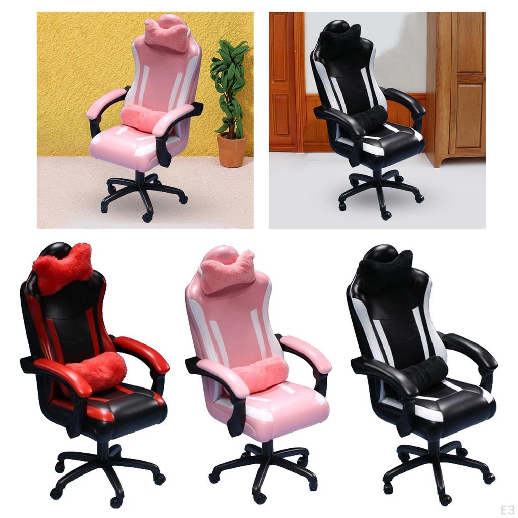 1/6 Miniature Gaming Chair Decoration Pretend Play Accessory Furniture Dollhouse