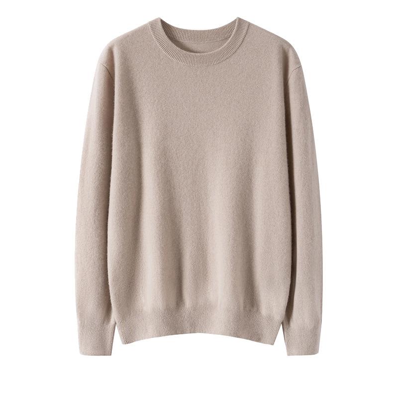 New round neck 100 pure cashmere sweater solid color loose thickened pullover knitted primed warm sweater