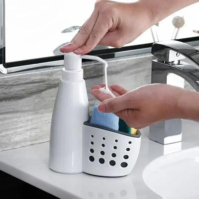 2-In-1 Soap Dispenser Sundries Storage Box Multi-function Liquid Detergent Container Sponge Drainboard Holder Household Tools