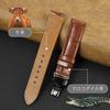 [vinacreations] 22mm Brown Crocodile Watch Strap with D-Buckle, Men's Crocodile Replacement Watch Band with Quick-Release Spring Bars, Black, Handmade