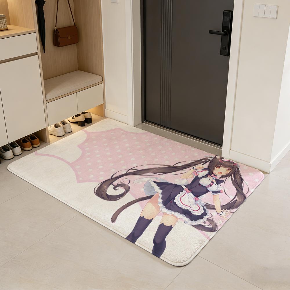 game N-Nekopara Floor Mat Flannel Door Mat Non-Slip Absorbent Washable Indoor Home Rug