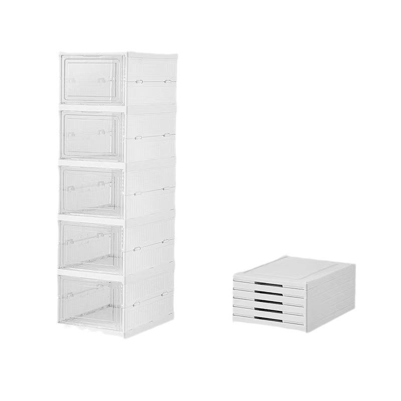 Foldable Transparent Dustproof Multi-Layer Shoe Rack with Side Opening