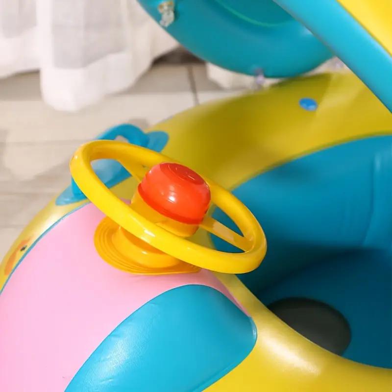 1pc PVC Children's Swimming Ring with Sunshade, Inflatable Water Toy, Pool Floater