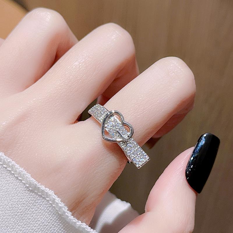 Cross Dark Premium Light Luxury Open Ring Set Cold Wind Zircon Love Bow Ring