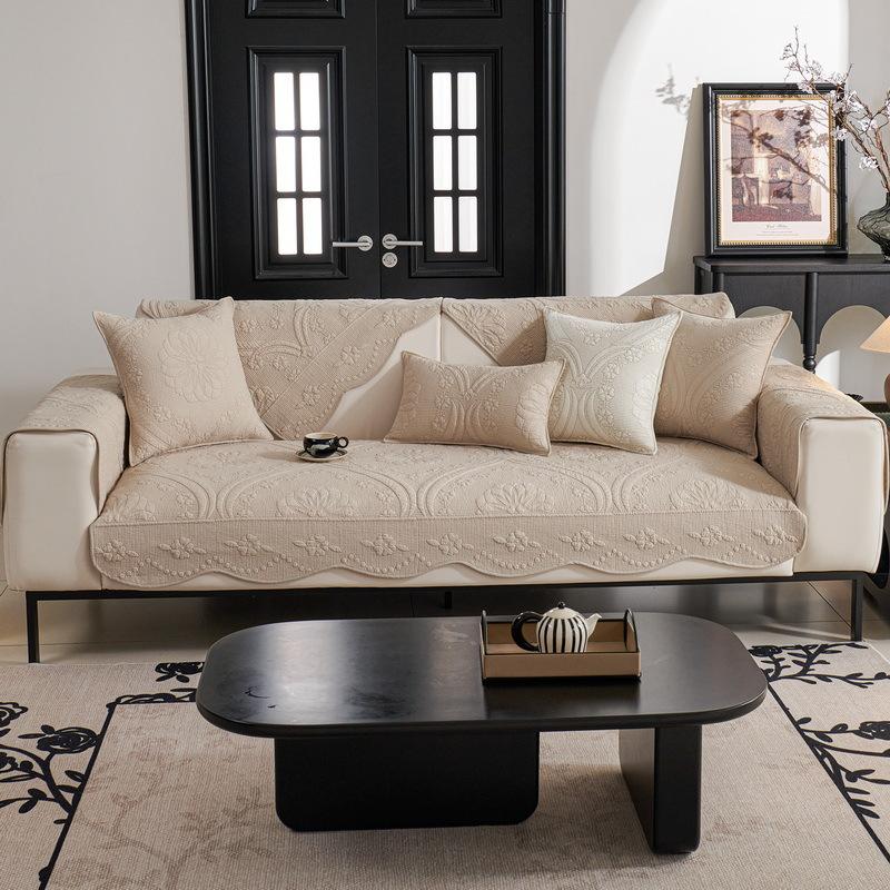 Sofa Cushion, Universal for All Seasons, New Summer Non-slip Cream Style Pure Cotton Cushion, Light Luxury and High-end Summer Cover