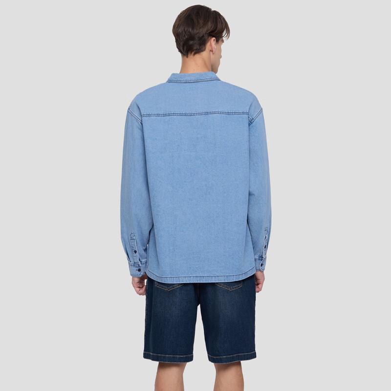 GAP Unisex 2025 Fall Cotton Contrast Button Loose Denim Shirt 791980