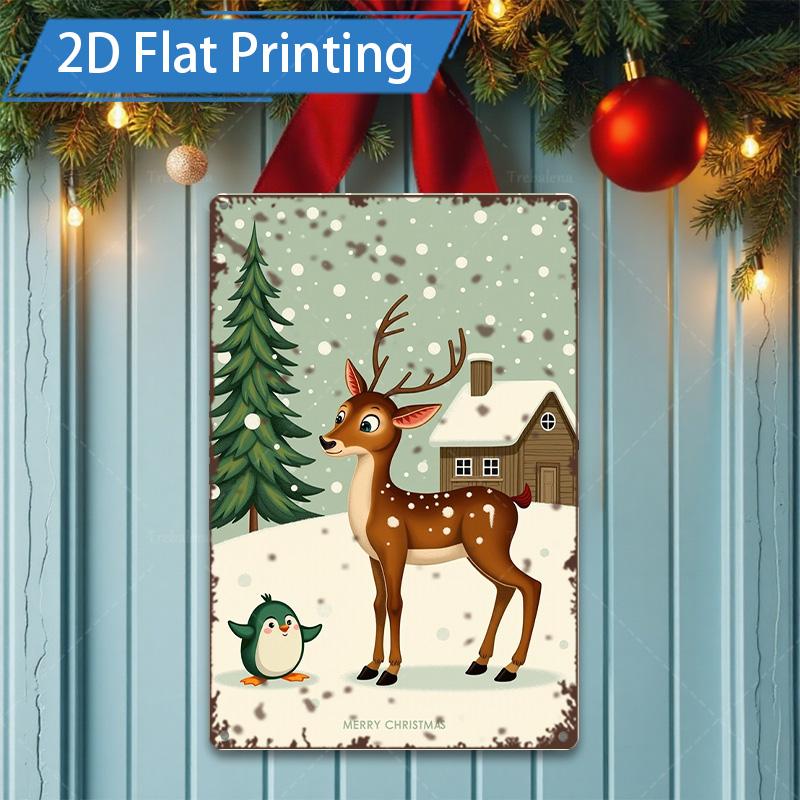 D FLAT pc Metal Sign Christmas Santa Gingerbread D Flat Print Metal Art 20x30cm(7.8x11.8inch)