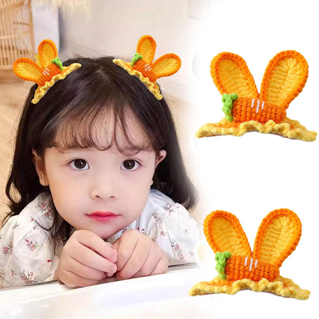Crocheted Hair Slide Stylish Bangs Hairclip Vintage Carrot Rabbit Ear Hair Accessory Versatile Hairpin Jewelry for Women