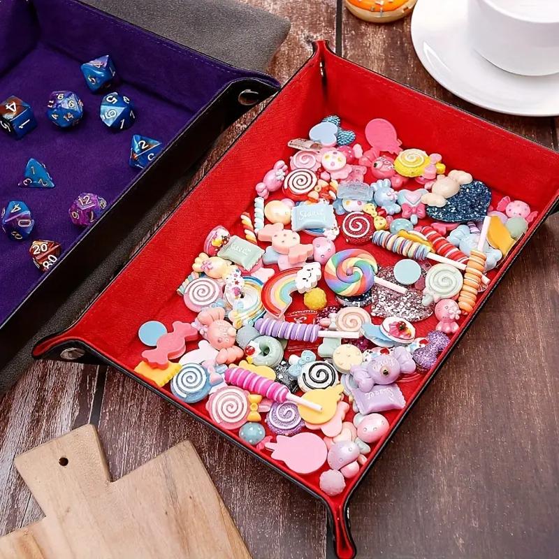 Faltbares Spielwürfel-Tablett Flanell-Aufbewahrungsbox Vier-Ecken-Tablett