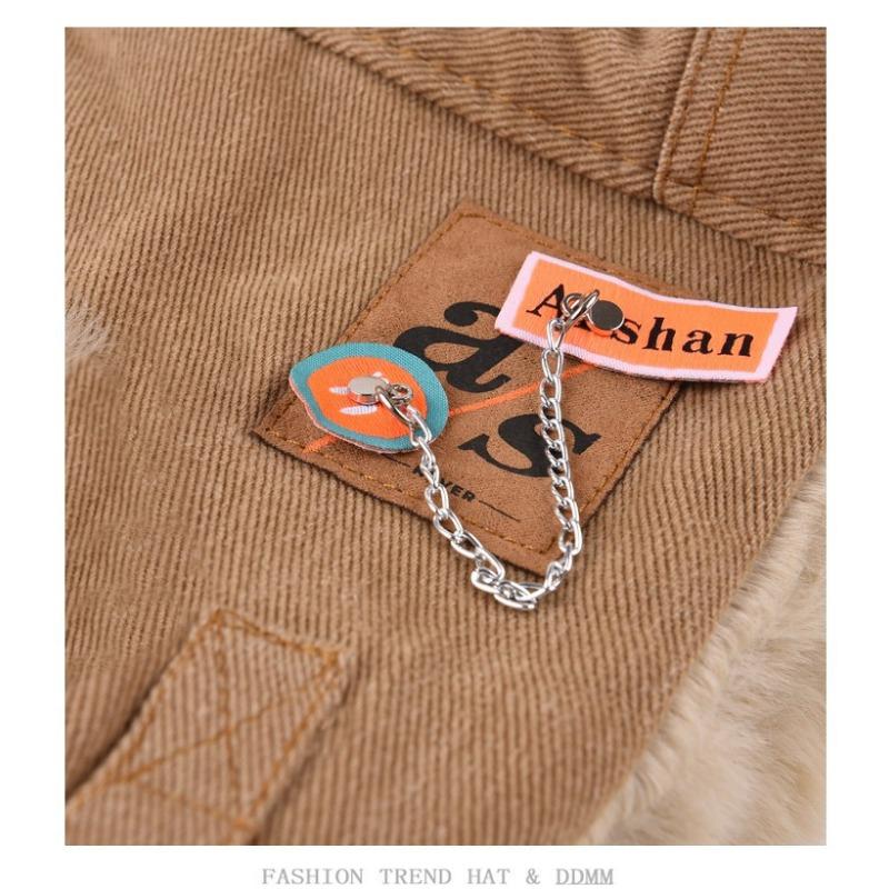 Winter Thick Lei Feng Hat for Men Women Windproof Warm Ear Protection Cycling Hat Plush Adhesive Cloth Chain Cotton Hat