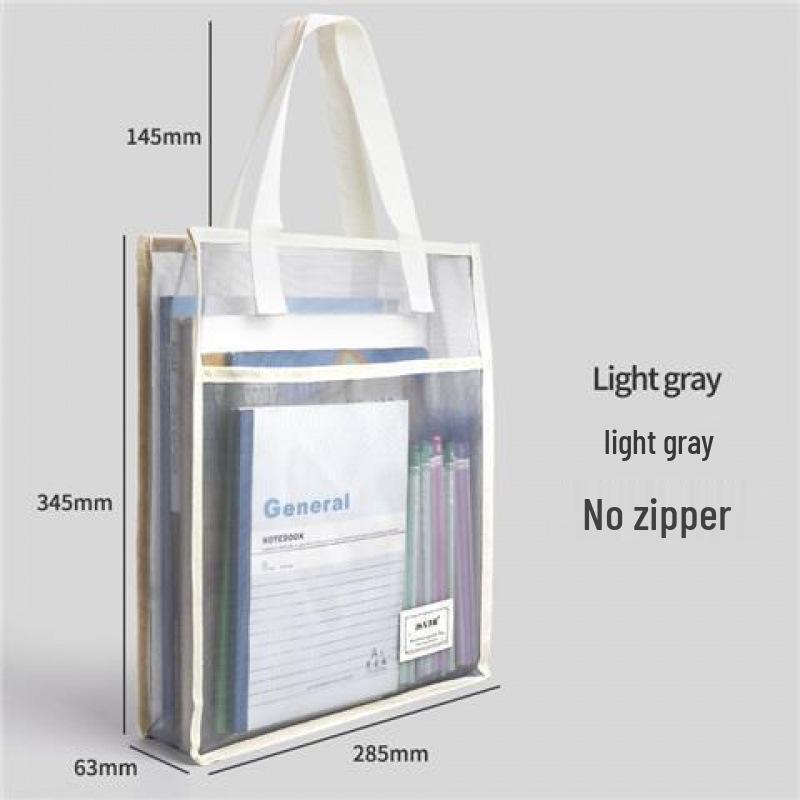 Transparent Large Capacity Mesh Document Tote Bag for Books