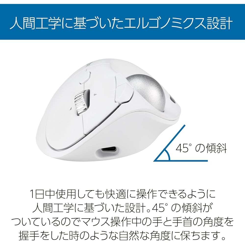 Kensington Pro Fit Ergo TB550 Wireless Trackball, Rechargeable, K72180JP, White