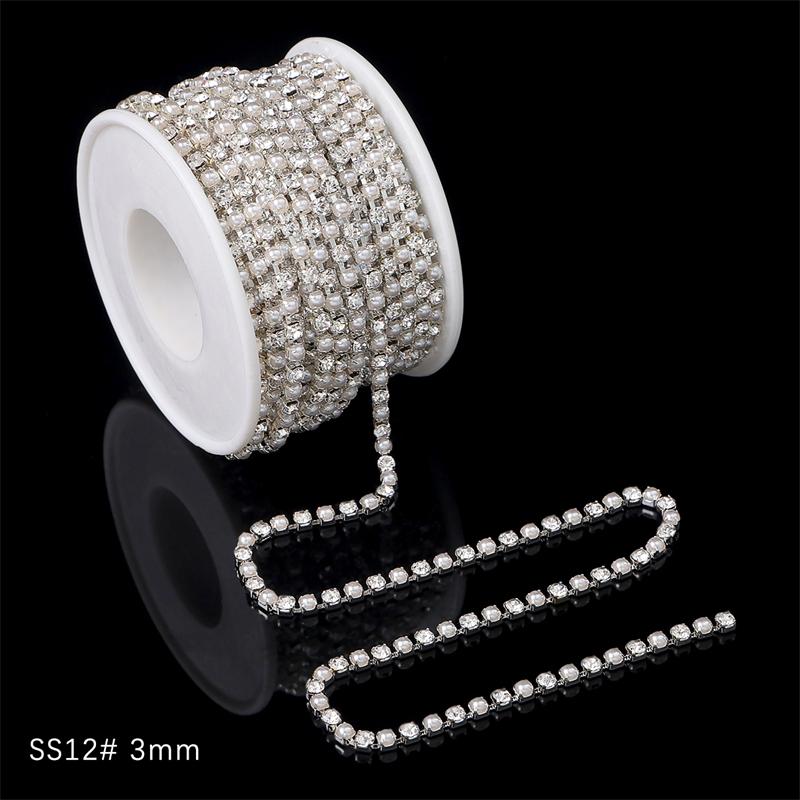 1 Yard 2 Reihen 1 Reihe Kristall Strass Kette Aufnähen Aufkleben Perlen Besatz Kupfer Kette Für Kleidung DIY Schmuckherstellung Zubehör