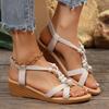 Wedge sandals summer 22 new large size bohemian elastic foot cover fish mouth Roman sandals