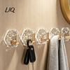 Home Organization Hooks Acrylic Adhesive Hooks, Hexagonal Wave Shape, No Drilling Easy Hexagon Installation Hook, Modern Style Clear for Bathroom