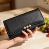 Women's Multifunctional PU Leather Clutch: Stylish Large-Capacity Wallet with Buckle Coin Purse