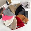 Large Head Circumference Woolen Hat for Men, Winter Thickened Warm Ear Protection Letter Knit Hat, Japanese Style Simple Versatile Cold Weather Hat