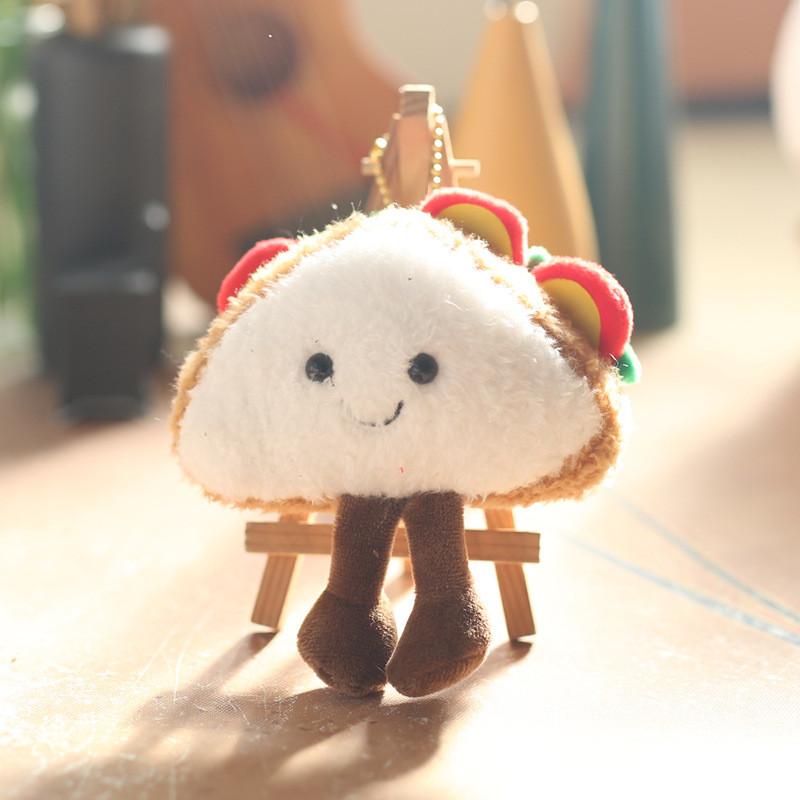 Adorable Cute Sandwich Plush Toy Keychain Hamburger Eggplant Doll Accessory
