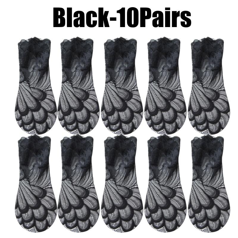 Fashion Women Lace Flower Mesh Socks Non-slip Invisible Liner Sock Female Elastic Comfy Thin Breathable Ankle Socks