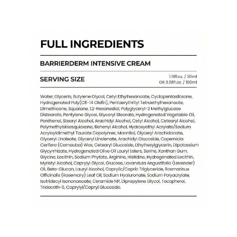 Skin&Lab Barrierderm Intensive Cream 30ml, Moisturizing,Gentle, Light Texture, Face And Body