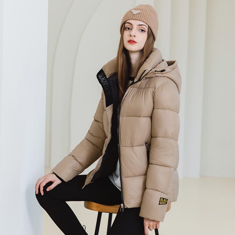 Autumn Winter Thicken Warm Parka Women Casual Sweety Solid Color Big Pocket Loose Short Hooded Coat Jackets Outwear