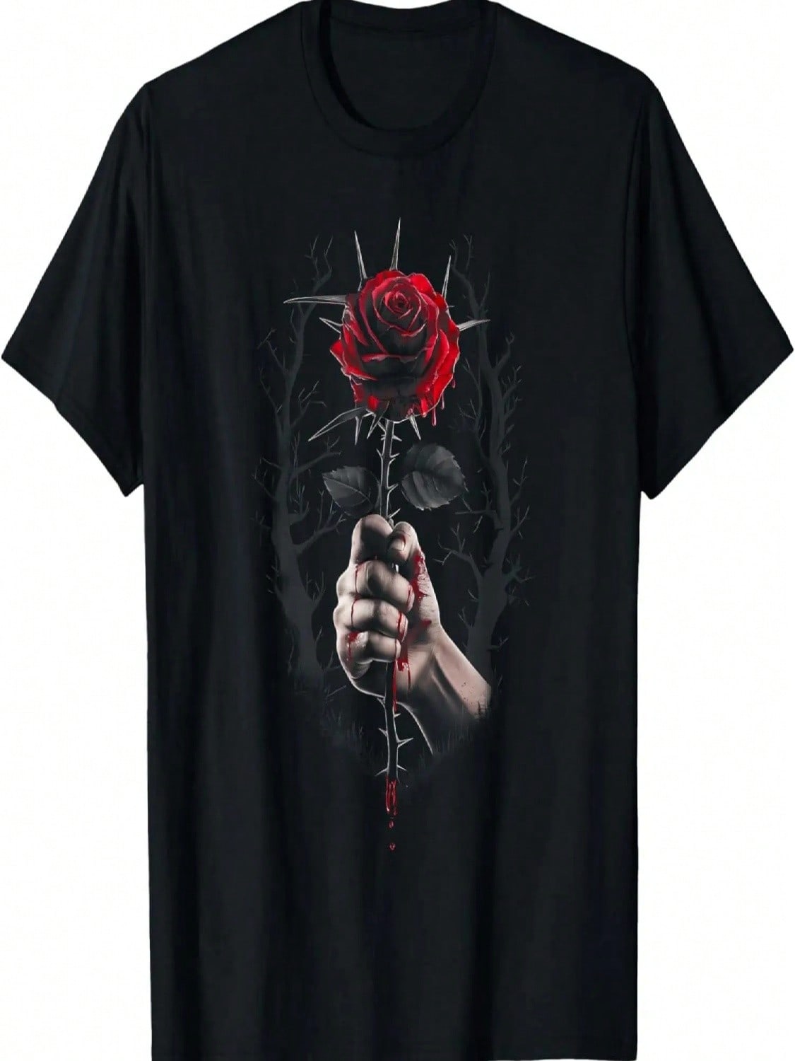 Bloody Rose Hand Holding Rose With Thorns And Blood T-Shirt S разноцветный