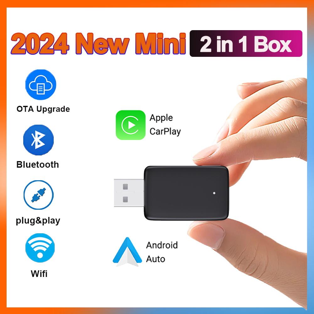Mini 2in1 Ai Box Wired to Wireless CarPlay&Android Auto Adapter WiFi Bluetooth Auto Connect Plug&Play For Wired Carplay Cars