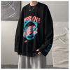2024 Men's Long-Sleeved T-shirt Autumn Undershirt Long Sleeve Cotton Autumn Hong Kong Style Printing Loose Trendy Top