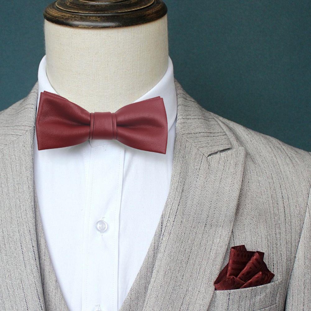 Weiche PU-Leder Fliege Verstellbare Retro Krawatte Klassische Herren Krawatte Hemd