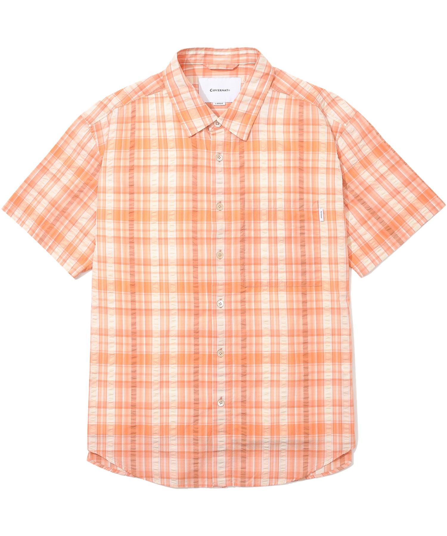 Covernat Multi-Check Half Shirt Salmon Salmon/L