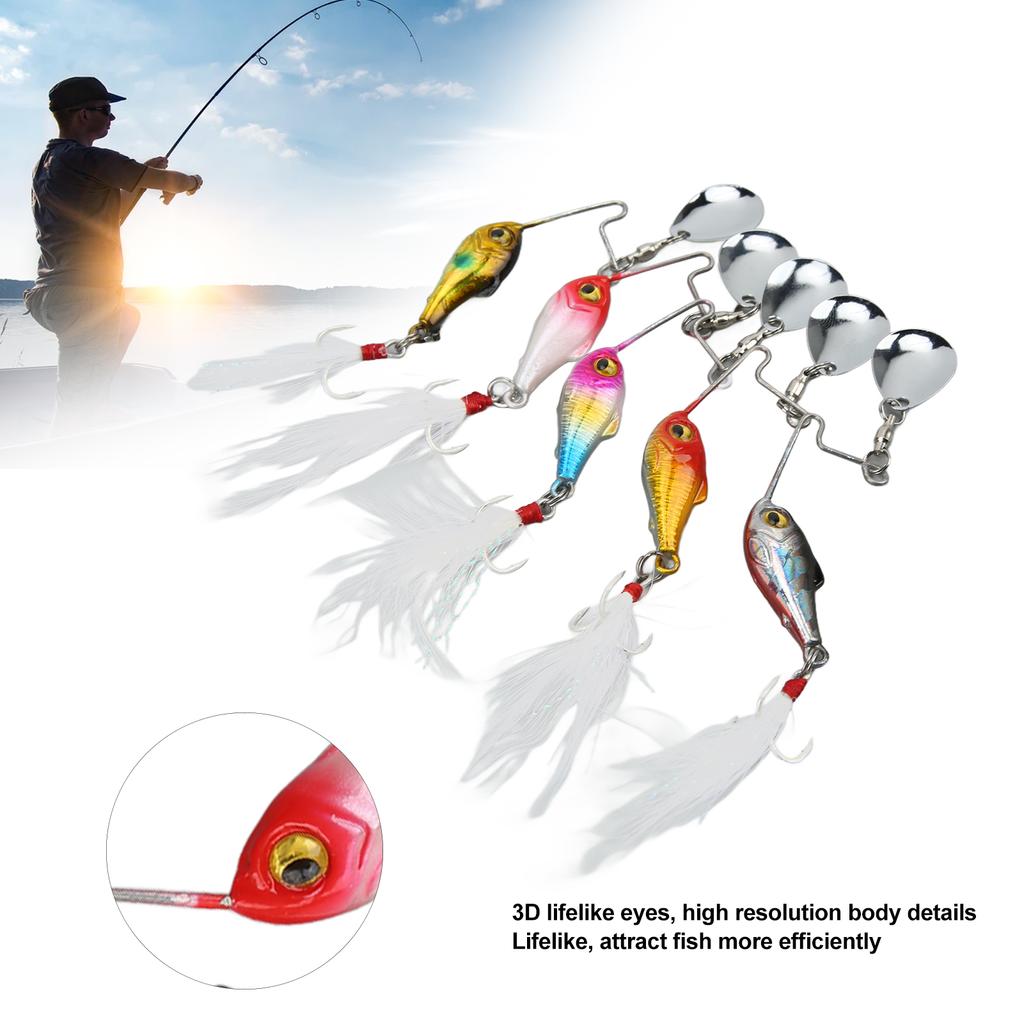 5PCS Fishing Spin VIB Metal Mini Lures 15g Artificial Hard Bait VIB Spoon Fishing Lure